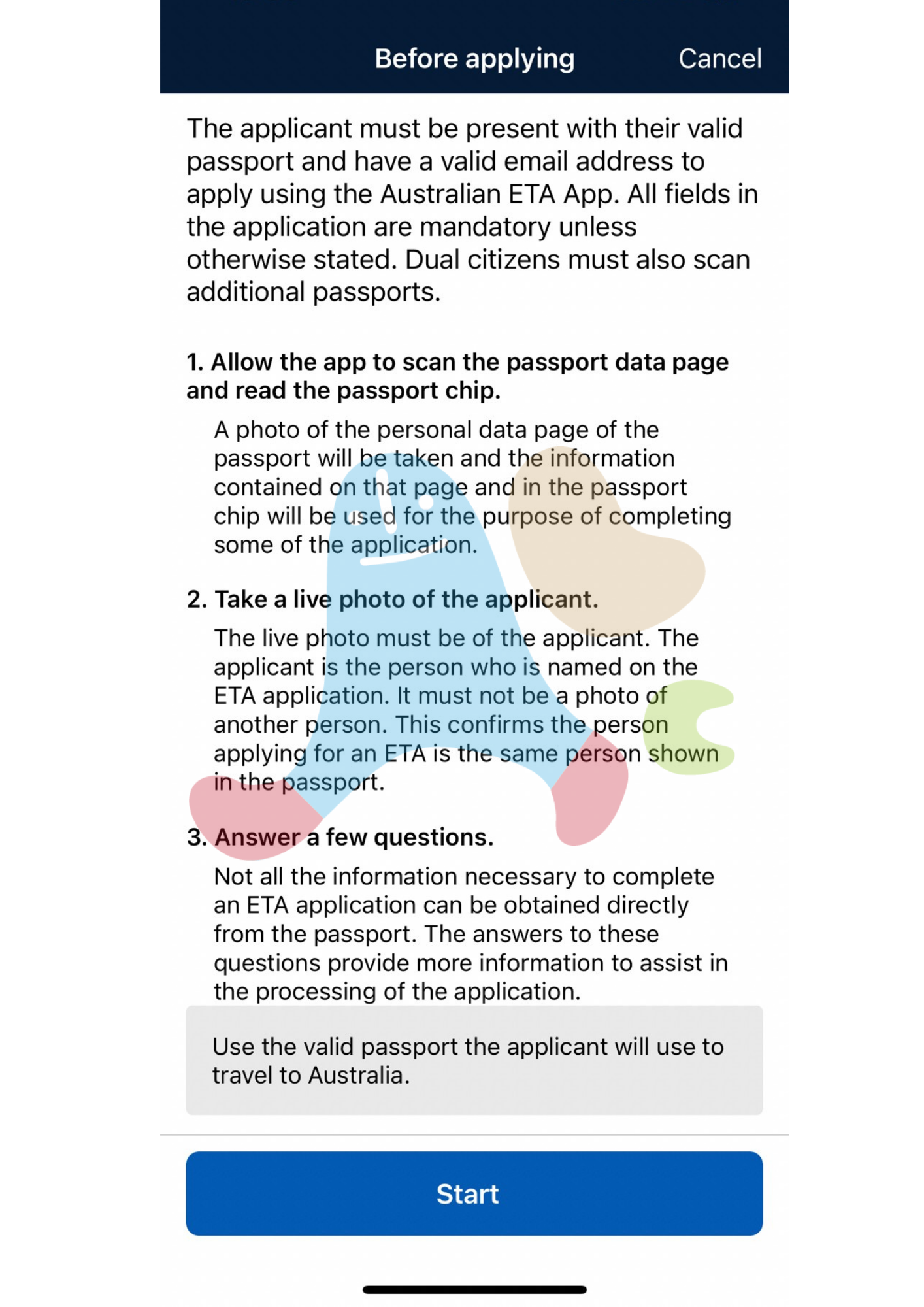 澳洲旅遊簽證AustraliaETA app-護照與其他資料的提供說明